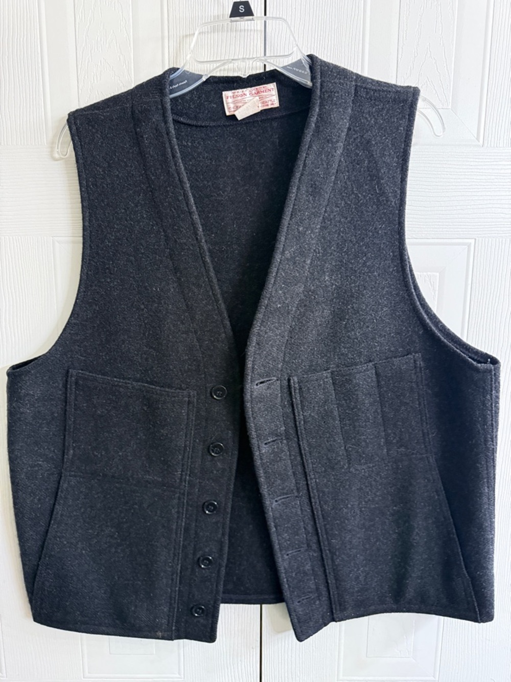 Filson Black Wool Button-Front Vest